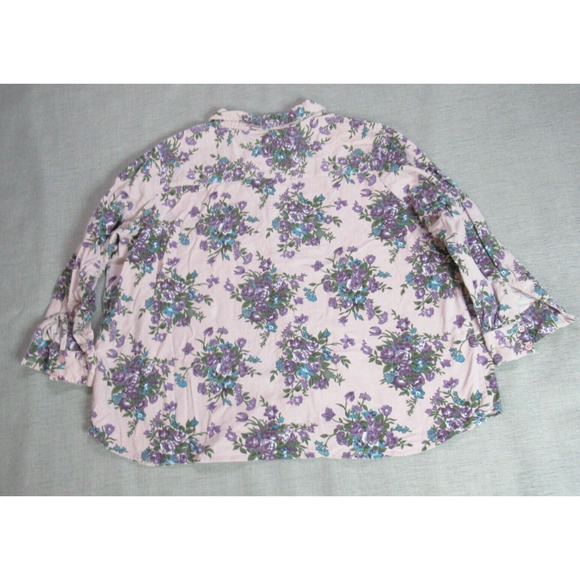 Vtg Venezia Vitale Shirt Womens 3X Lilac Corduroy Floral Button Granny Cottage - Picture 7 of 10